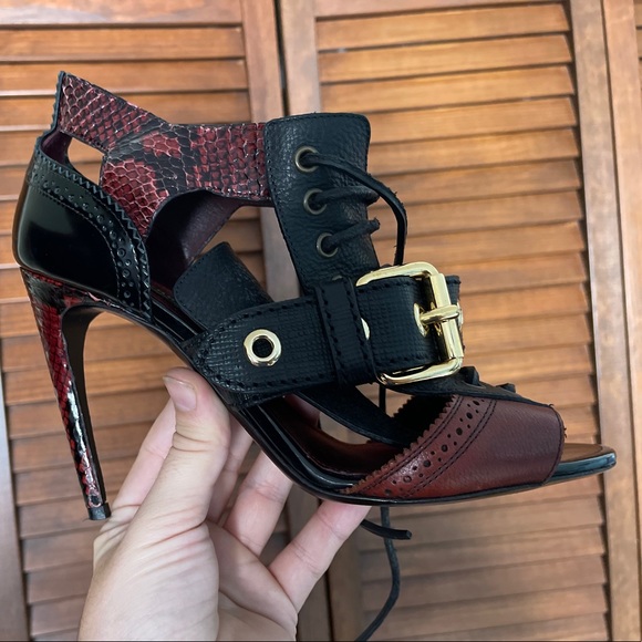 39.5 BURBERRY Westmarsh Snakeskin & Leather heels - Picture 10 of 11